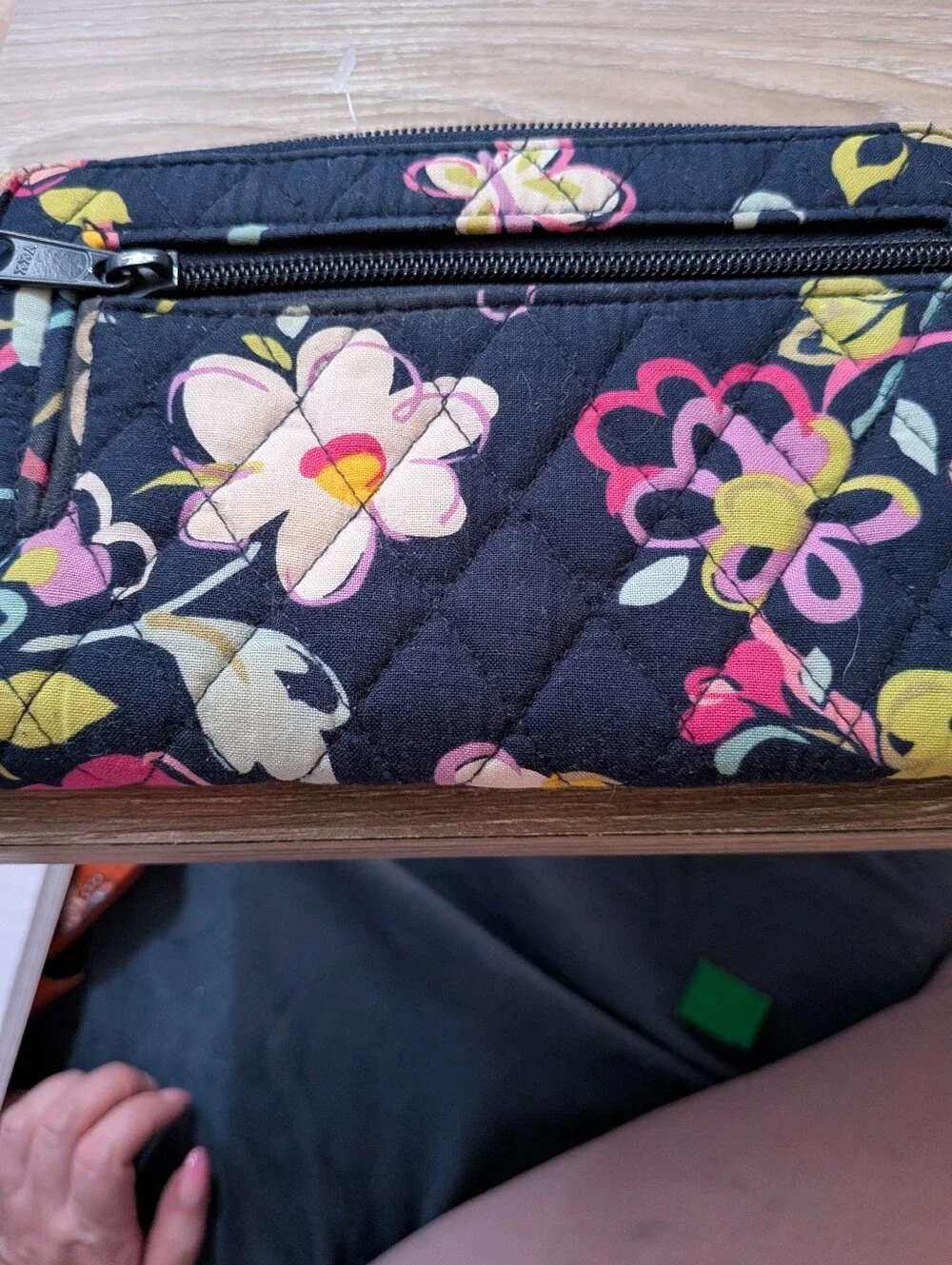 Vera Bradley Ribbons Quilted Floral Turn-Lock Wallet - Black Pink - Picture 4 of 4